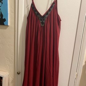 Beaded maroon mini dress